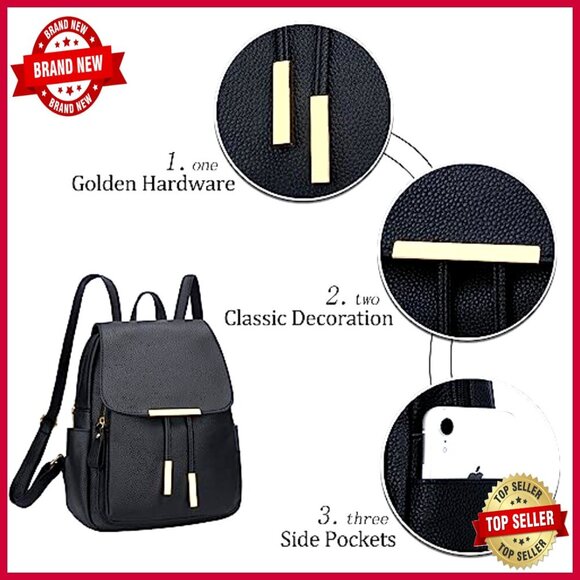 Faux Leather Backpack Purse with Adjustable Straps and 7 Pockets for Travel main image 5